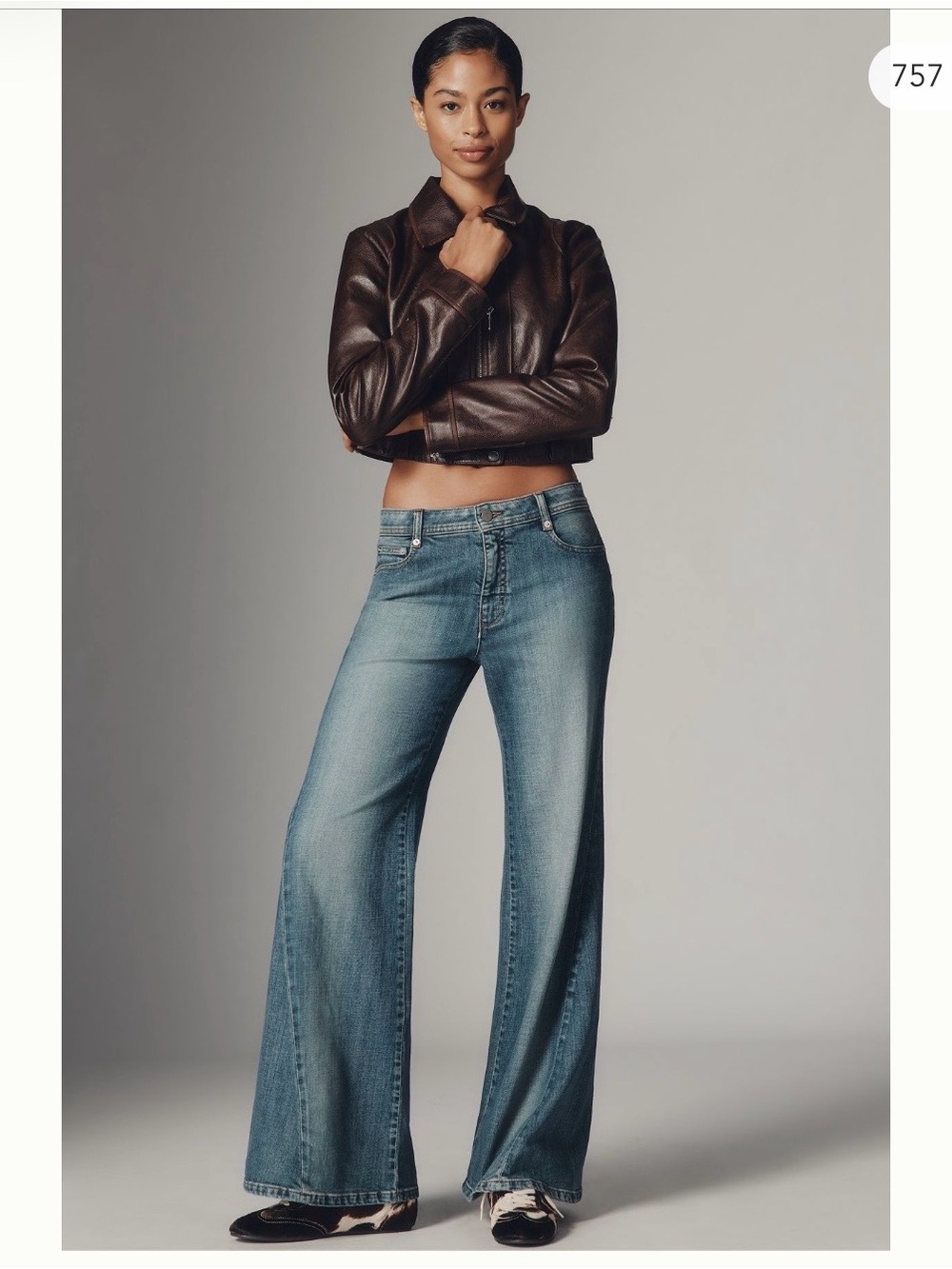 Pilcro Wide-Leg Jeans in Medium Blue Wash